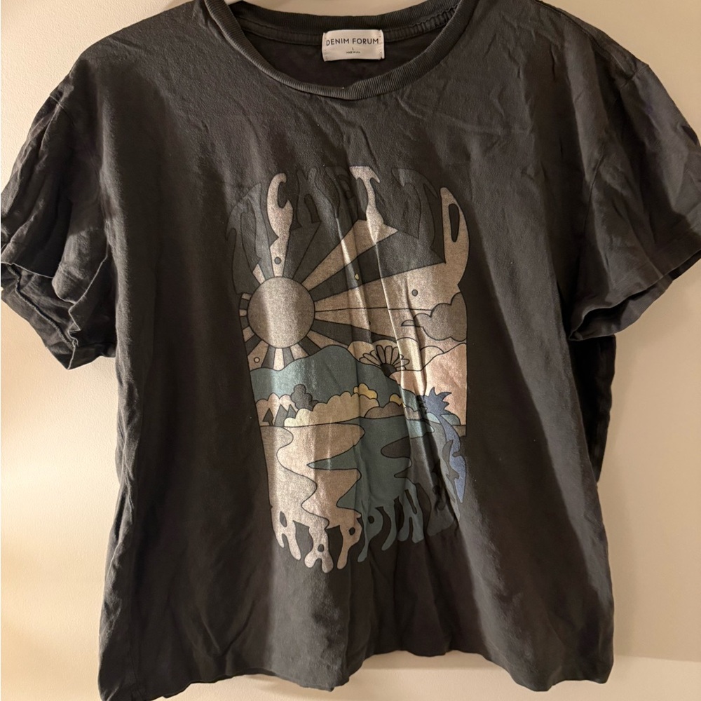 Aritzia Denim Forum Oversized ‘Ticket to Happiness’ Graphic Tee - Black